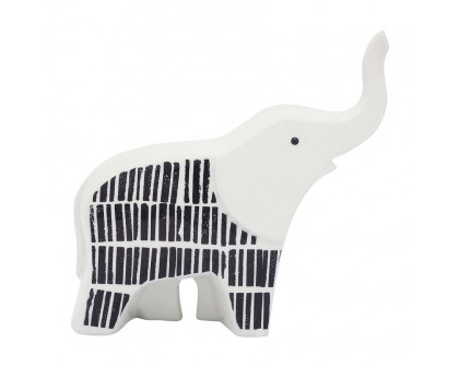 Sagebrook 7" Ceramic Elephant Trunk Up - Black/White