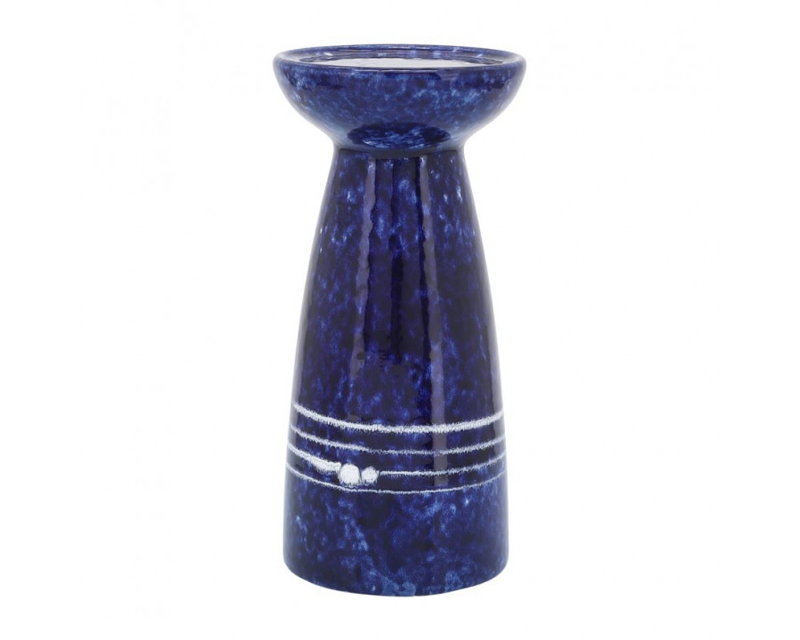 Sagebrook - 8" Ceramic Painted Candle Holder in Blue