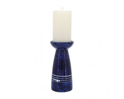 Sagebrook - 8" Ceramic Painted Candle Holder in Blue