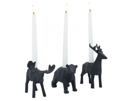 Sagebrook - 7" Resin Forest Animals Candle Holders (Set of 3)