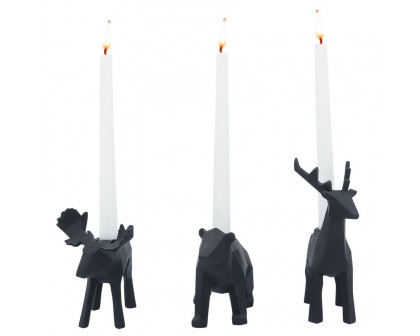 Sagebrook 7" Resin Forest Animals Candle Holders (Set of 3)