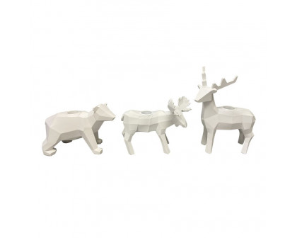 Sagebrook 7" Resin Forest Animals Candle Holders (Set of 3)