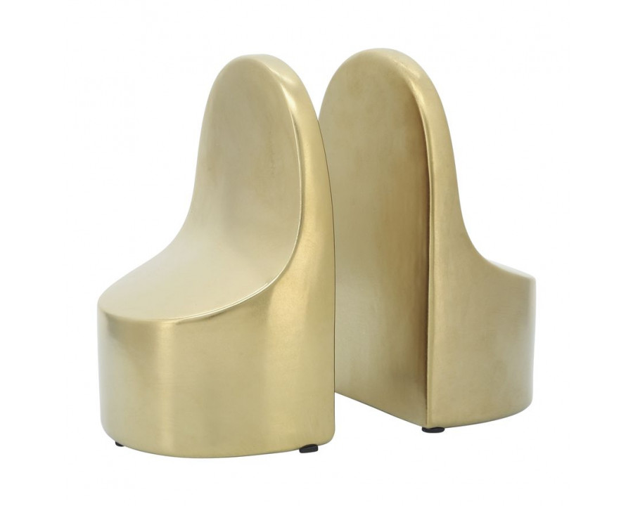 Sagebrook 6" Ceramic Contemporary Bookends - Gold