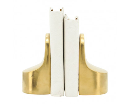 Sagebrook 6" Ceramic Contemporary Bookends - Gold