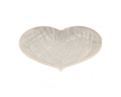 Sagebrook - 12"/13"/15" Ceramic Scratched Heart Plates (Set Of 3) in Champagne