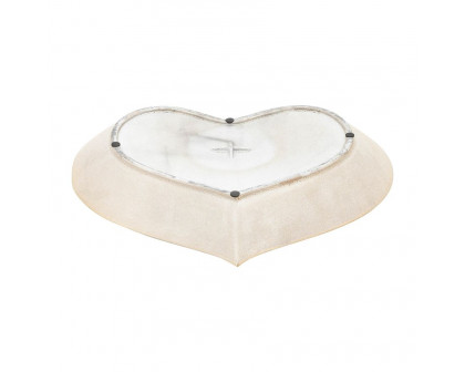 Sagebrook - 12"/13"/15" Ceramic Scratched Heart Plates (Set Of 3) in Champagne