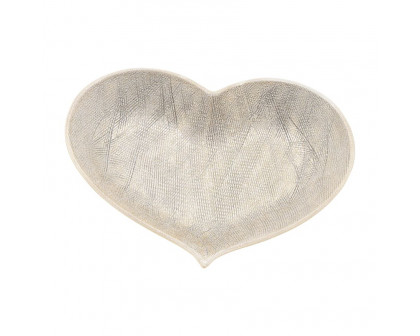 Sagebrook - 12"/13"/15" Ceramic Scratched Heart Plates (Set Of 3) in Champagne