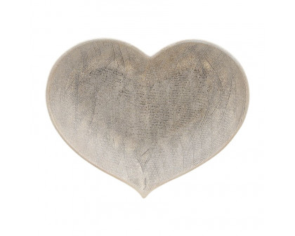 Sagebrook - 12"/13"/15" Ceramic Scratched Heart Plates (Set Of 3) in Champagne