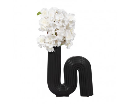 Sagebrook 11" Ceramic Loopy Vase - Black