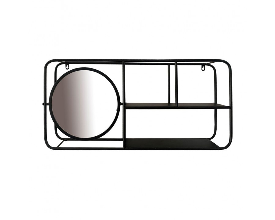 Sagebrook - Metal Wall Shelf With Mirror in Black