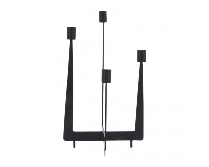 Sagebrook - 14" Metal 4-Candlesticks Holder in Black