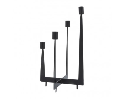 Sagebrook - 14" Metal 4-Candlesticks Holder in Black