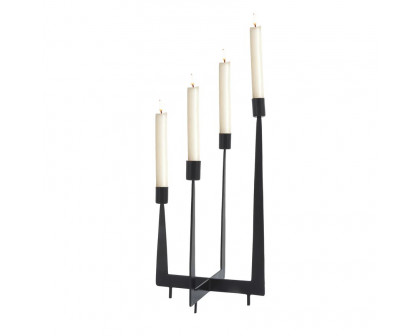 Sagebrook - 14" Metal 4-Candlesticks Holder in Black