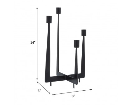 Sagebrook - 14" Metal 4-Candlesticks Holder in Black