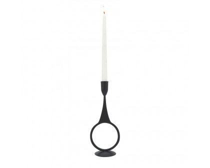 Sagebrook 10" Metal Round Taper Candle Holder - Black