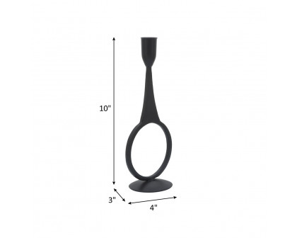 Sagebrook 10" Metal Round Taper Candle Holder - Black