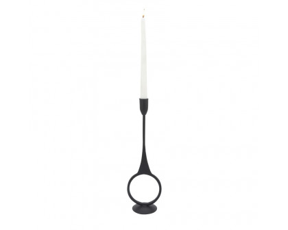 Sagebrook 13" Metal Round Taper Candle Holder - Black