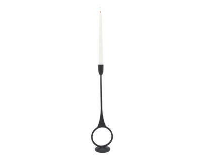 Sagebrook 16" Metal Round Taper Candle Holder - Black