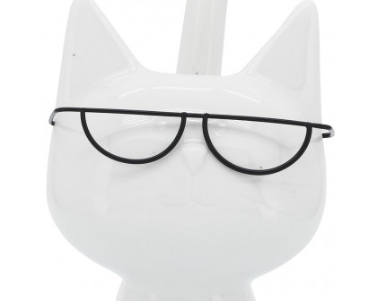 Sagebrook - 8" Porcelain Kitty With Glasses in White