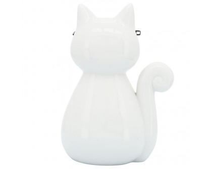 Sagebrook 7" Porcelain Cat With Glasses - White