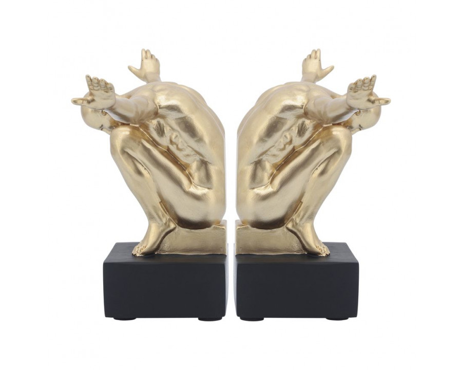 Sagebrook - 6" Resin Man Sculpture Bookend (Set Of 2) in Gold