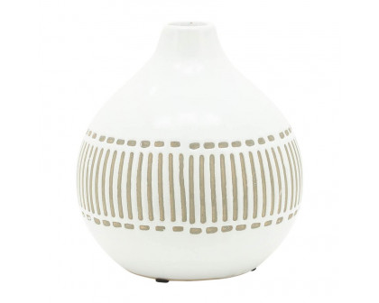 Sagebrook 6" Ceramic Round Aztec Vase