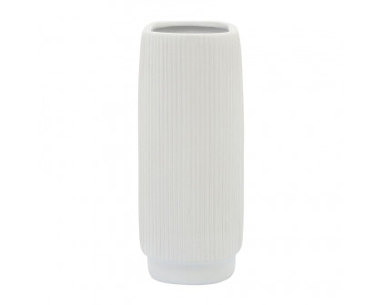 Sagebrook 12" Ceramic Ridged Vase - White