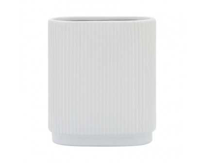 Sagebrook 8" Ceramic Ridged Vase - White