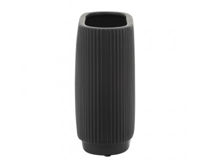 Sagebrook 8" Ceramic Ridged Vase - Black