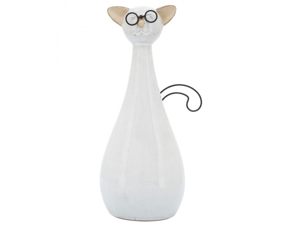 Sagebrook 10" Ceramic Chubby Cat With Glasses