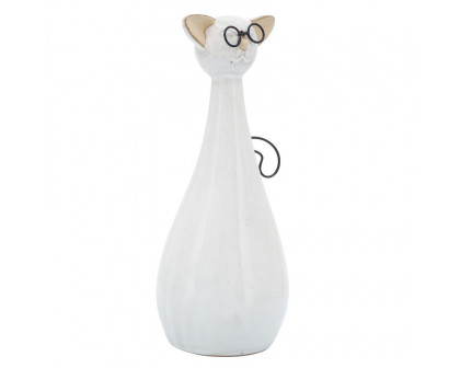 Sagebrook 10" Ceramic Chubby Cat With Glasses