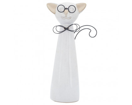 Sagebrook 11" Ceramic Cat With Glasses