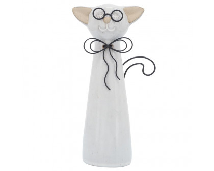 Sagebrook 11" Ceramic Cat With Glasses