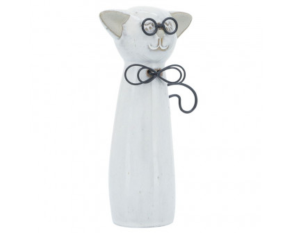 Sagebrook 7" Ceramic Cat With Glasses - Beige