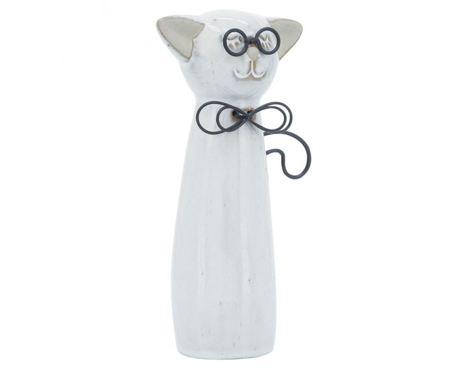 Sagebrook - 11" Ceramic Cat With Glasses