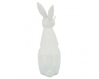 Sagebrook 11" Ceramic Bunny With Glasses - White/Gold