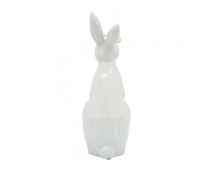 Sagebrook 9" Ceramic Bunny With Glasses - White/Gold