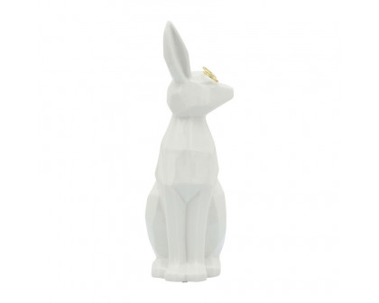 Sagebrook 11" Ceramic Sideview Bunny With Glasses - White/Gold