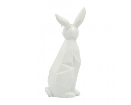 Sagebrook 11" Ceramic Sideview Bunny With Glasses - White/Gold