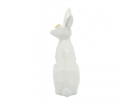 Sagebrook 11" Ceramic Sideview Bunny With Glasses - White/Gold