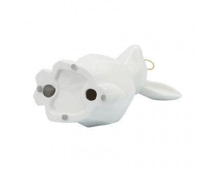 Sagebrook 11" Ceramic Sideview Bunny With Glasses - White/Gold