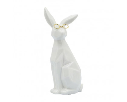 Sagebrook 11" Ceramic Sideview Bunny With Glasses