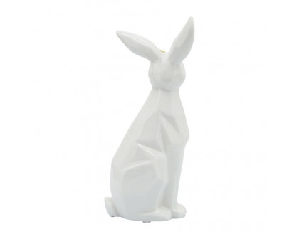 Sagebrook 8" Ceramic Sideview Bunny With Glasses - White/Gold