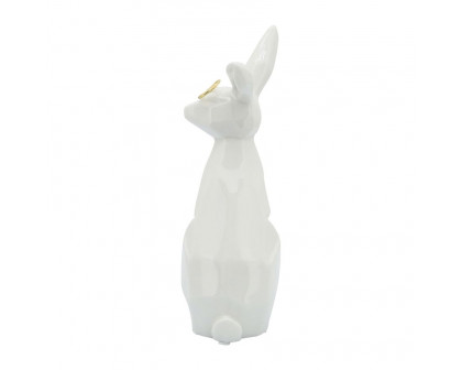 Sagebrook 8" Ceramic Sideview Bunny With Glasses - White/Gold