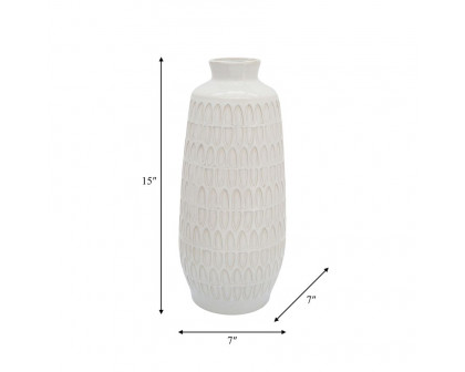 Sagebrook 15" Ceramic Carved Vase - Beige