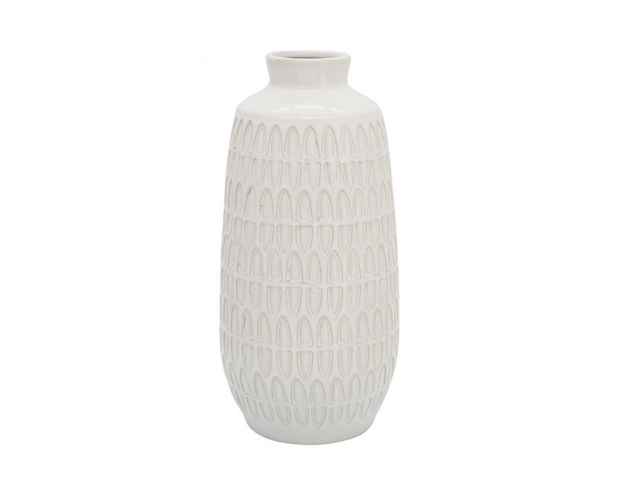 Sagebrook 12" Ceramic Carved Vase - Beige