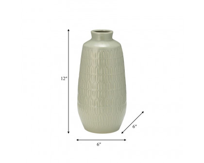 Sagebrook 12" Ceramic Carved Vase - Cucumber