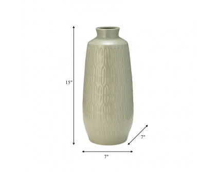 Sagebrook 15" Ceramic Carved Vase - Cucumber