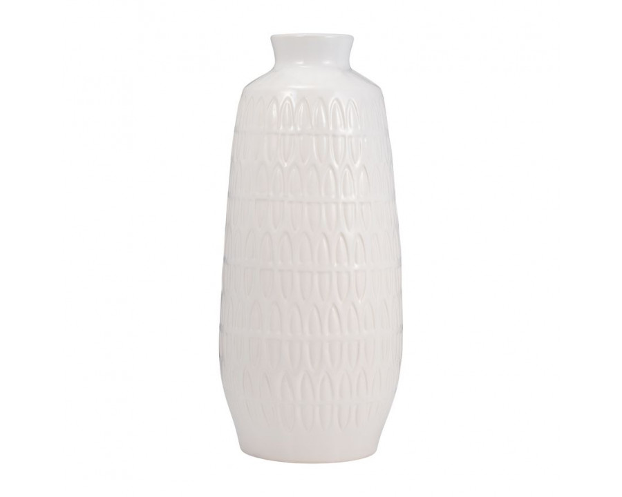 Sagebrook 15" Ceramic Carved Vase - White