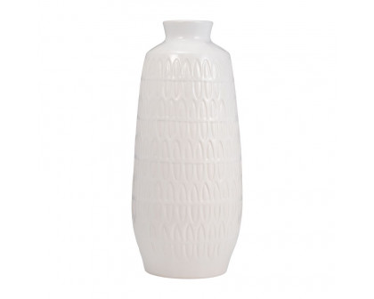 Sagebrook 15" Ceramic Carved Vase - White